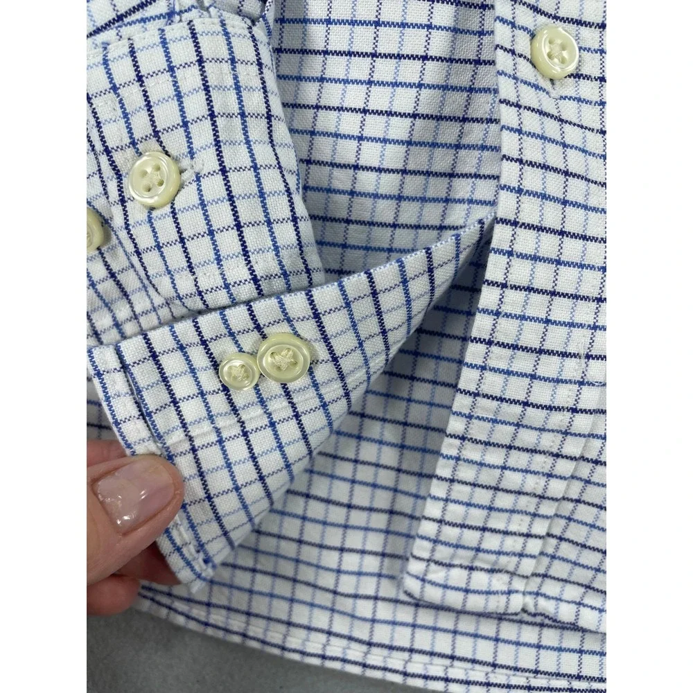 Ralph Lauren Boys Blue White Tattersall Check Custom Fit Button Down 10